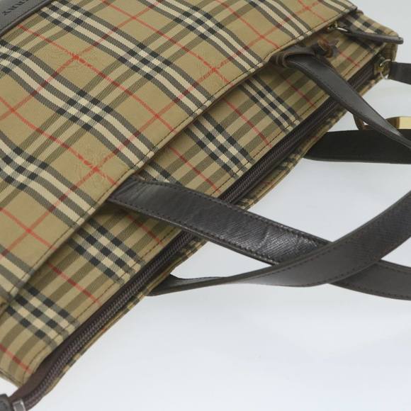 BURBERRY Nova Check Hand Bag Canvas Beige Auth 61346 - Picture 6 of 16